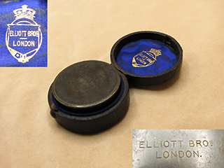 Elliott Bros late 19th century optical square in fitted case